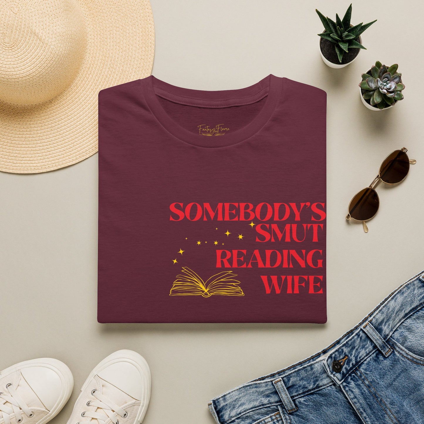 Somebody's Smut Reading Wife Cotton (red script) T-Shirt