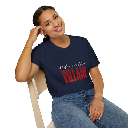 Dibs on the Villain (white script) Cotton T-Shirt