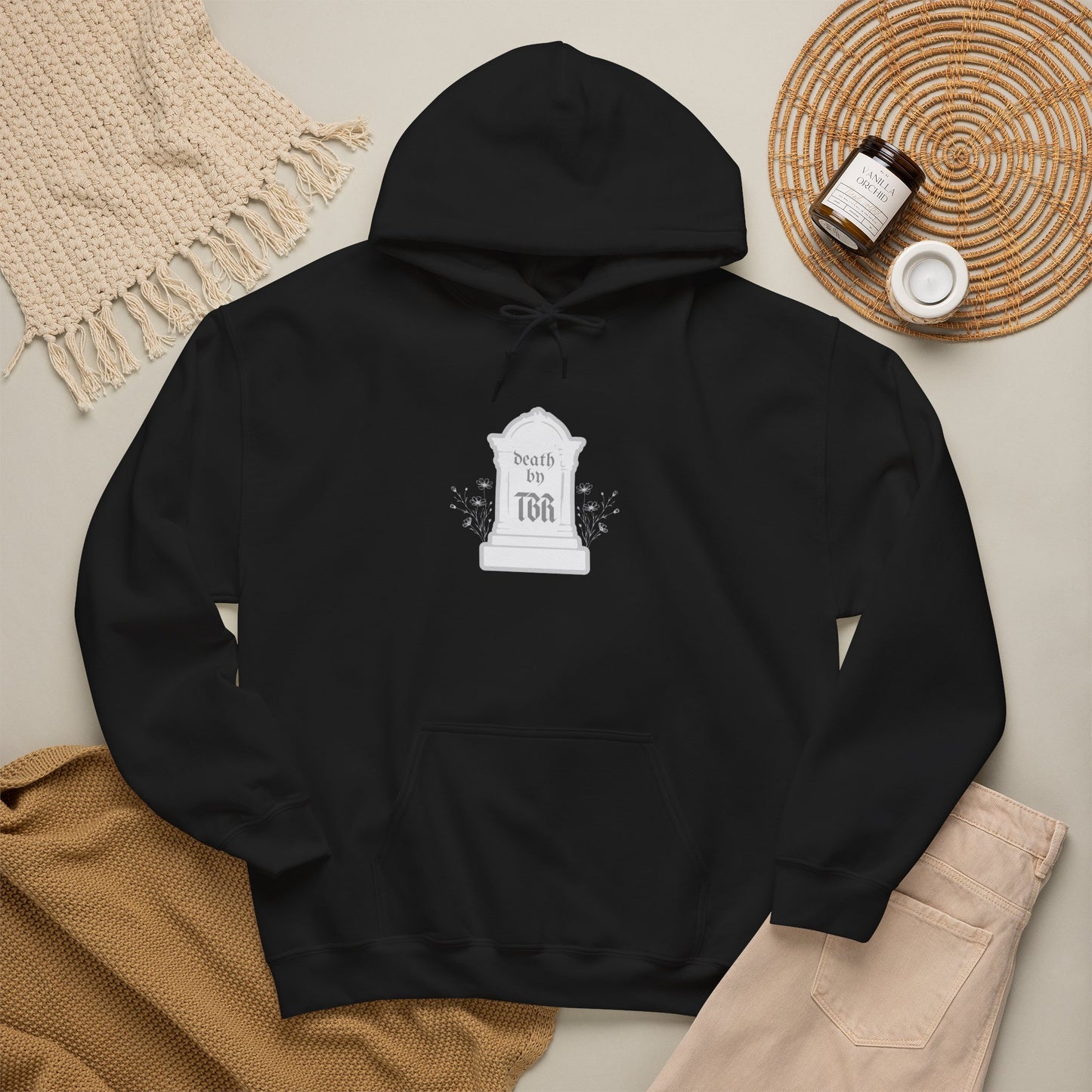 Death By TBR (white script) Hoodie