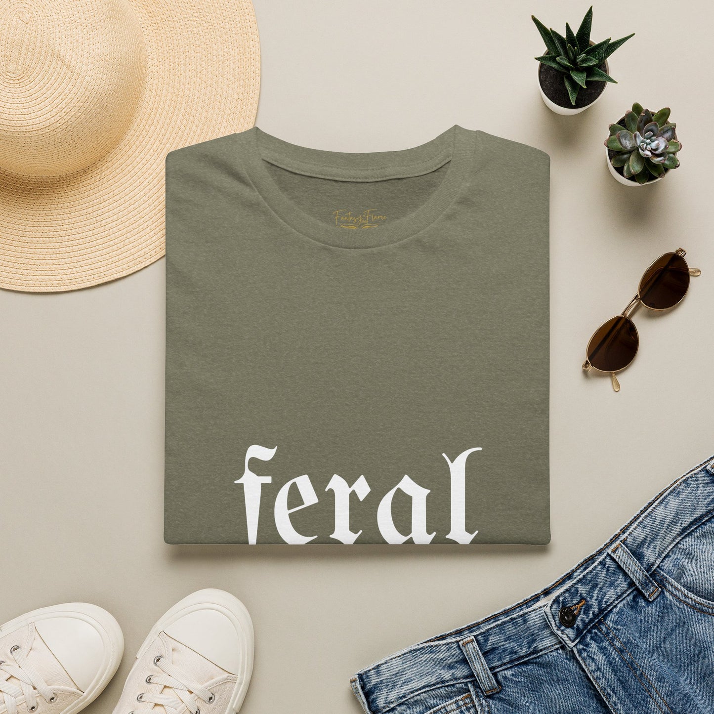 Feral Reader (white script) T-Shirt