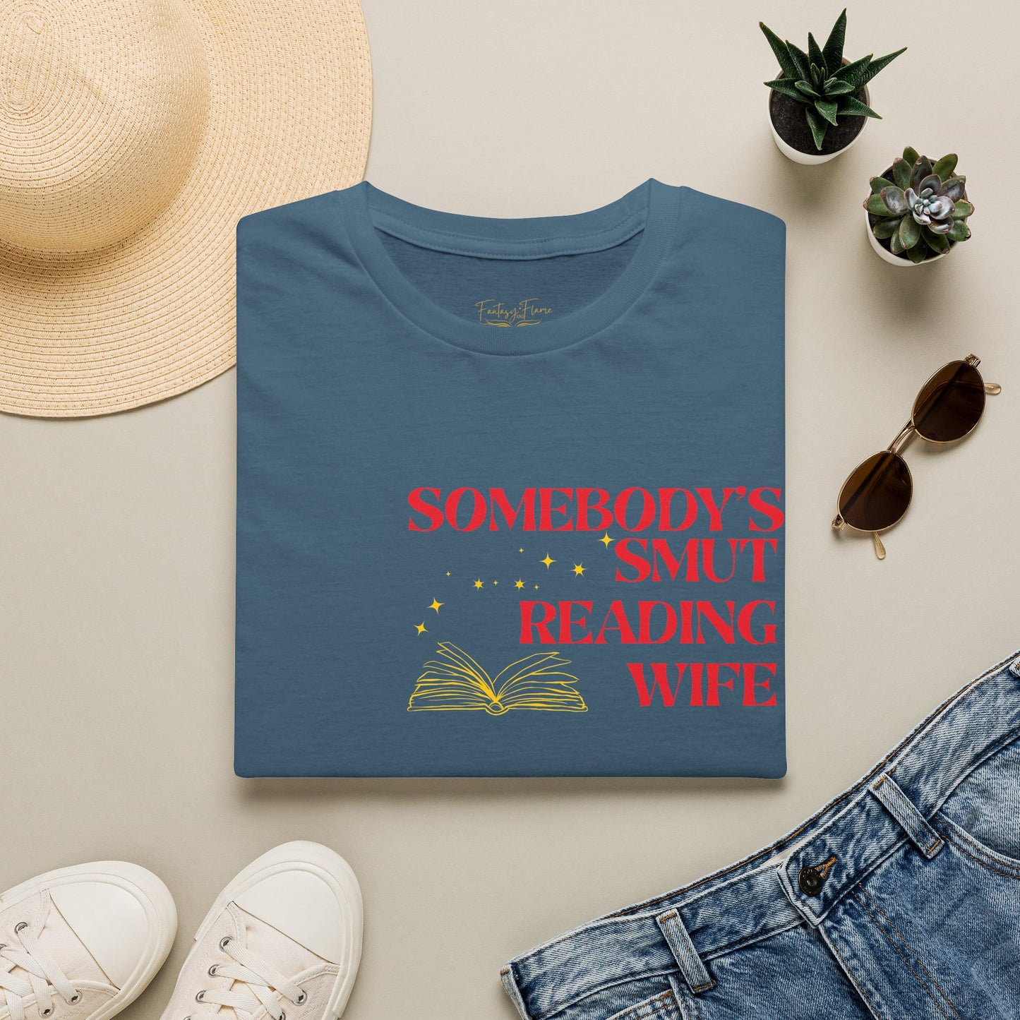Somebody's Smut Reading Wife Cotton (red script) T-Shirt
