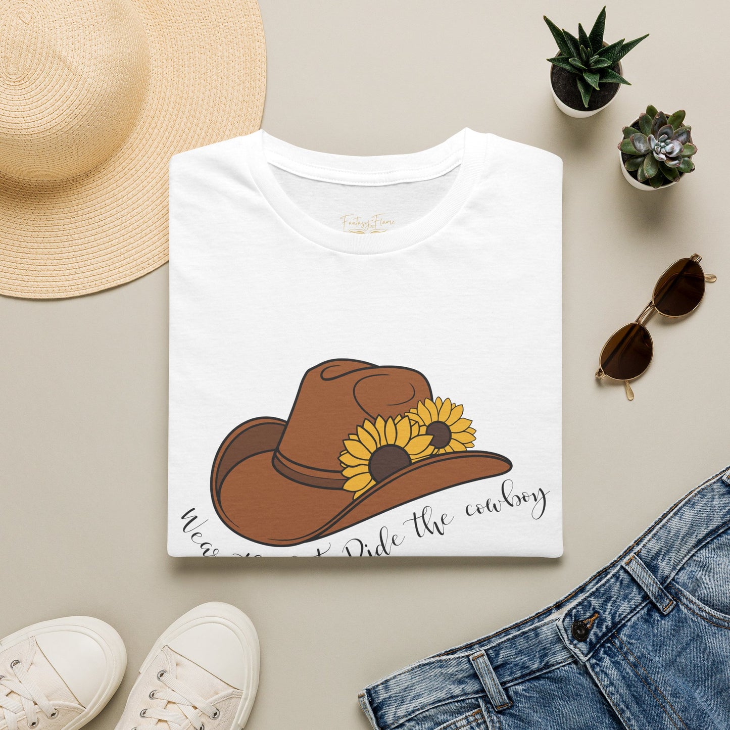 Ride The Cowboy (black script) cotton T-shirt