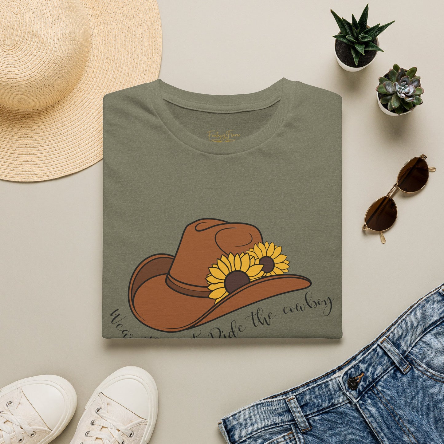 Ride The Cowboy (black script) cotton T-shirt