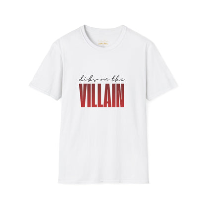 Dibs on the Villain (black script) Cotton T-Shirt