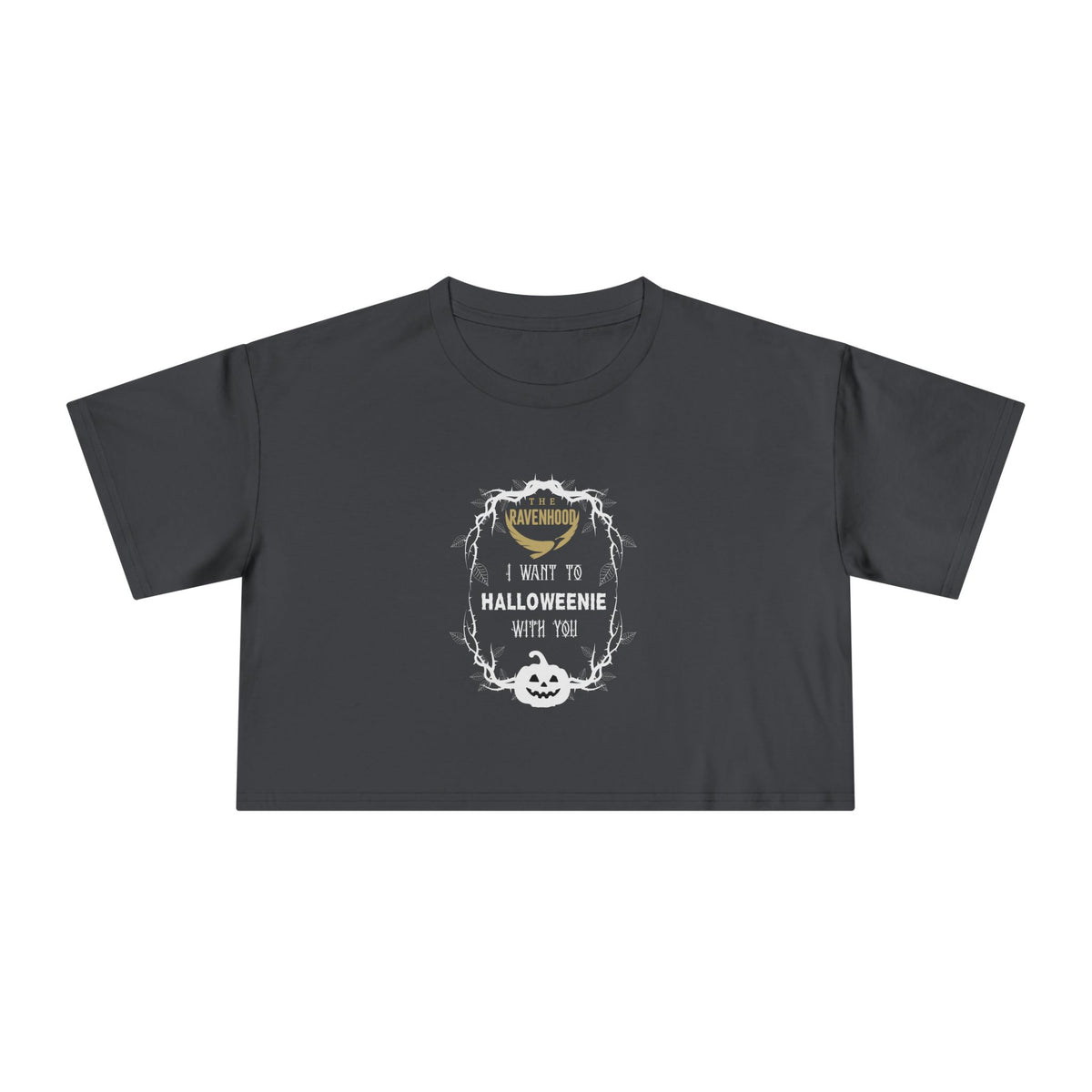 Officially Licensed Halloweenie White Script Crop Tee