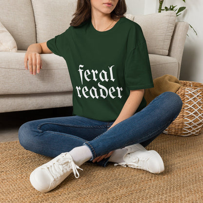 Feral Reader (white script) T-Shirt