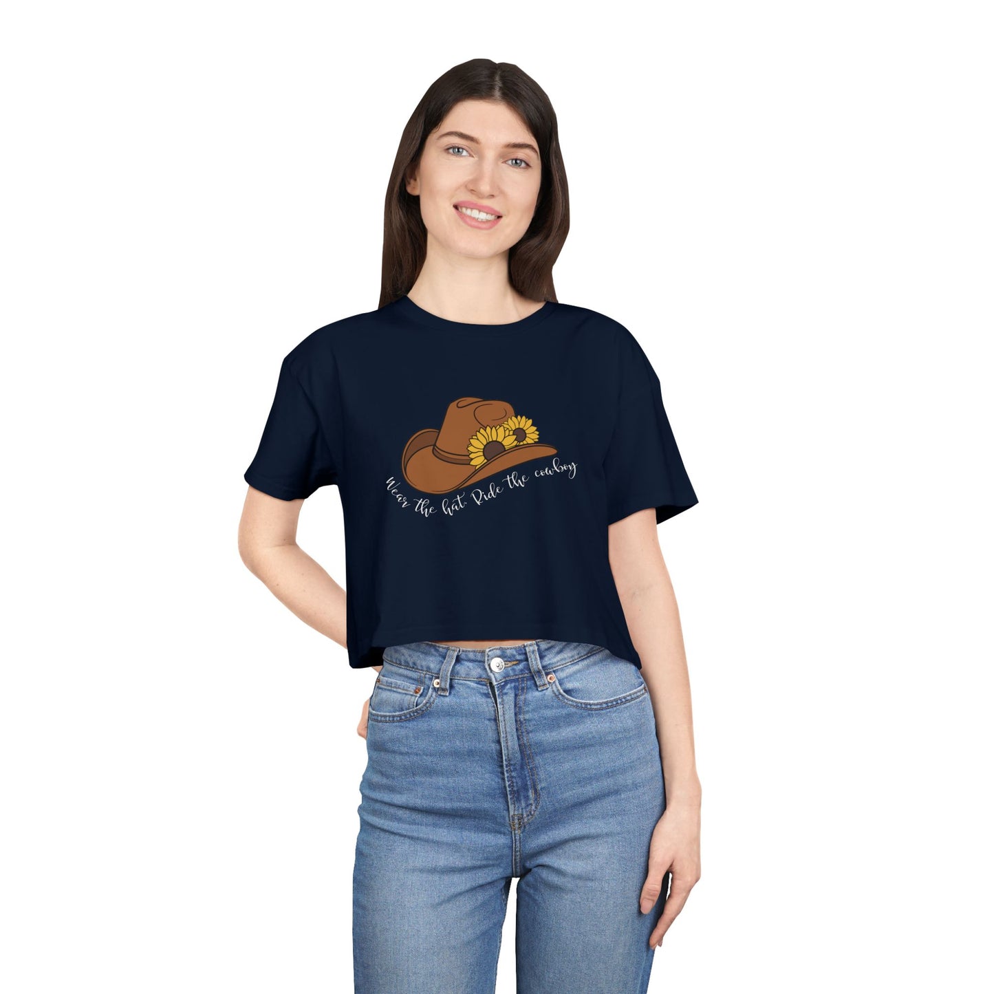 Ride The Cowboy (white script) Crop Tee