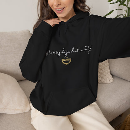 Officially Licensed Rainy Days Black Script Hoodie