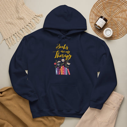 Books Are My Therapy (yellow script) Hoodie