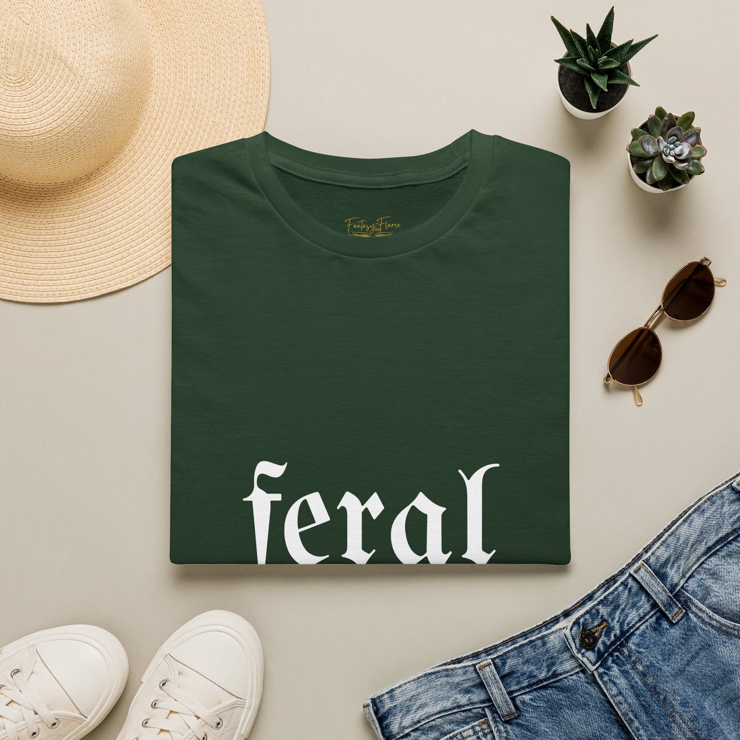 Feral Reader (white script) T-Shirt