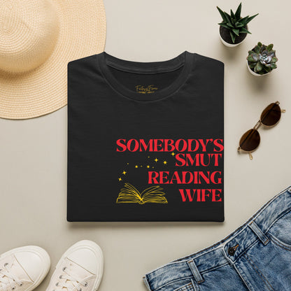 Somebody's Smut Reading Wife Cotton (red script) T-Shirt