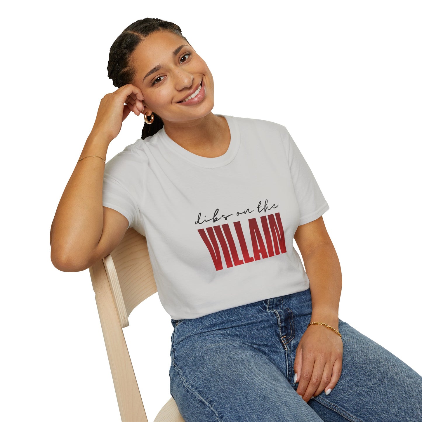 Dibs on the Villain (black script) Cotton T-Shirt