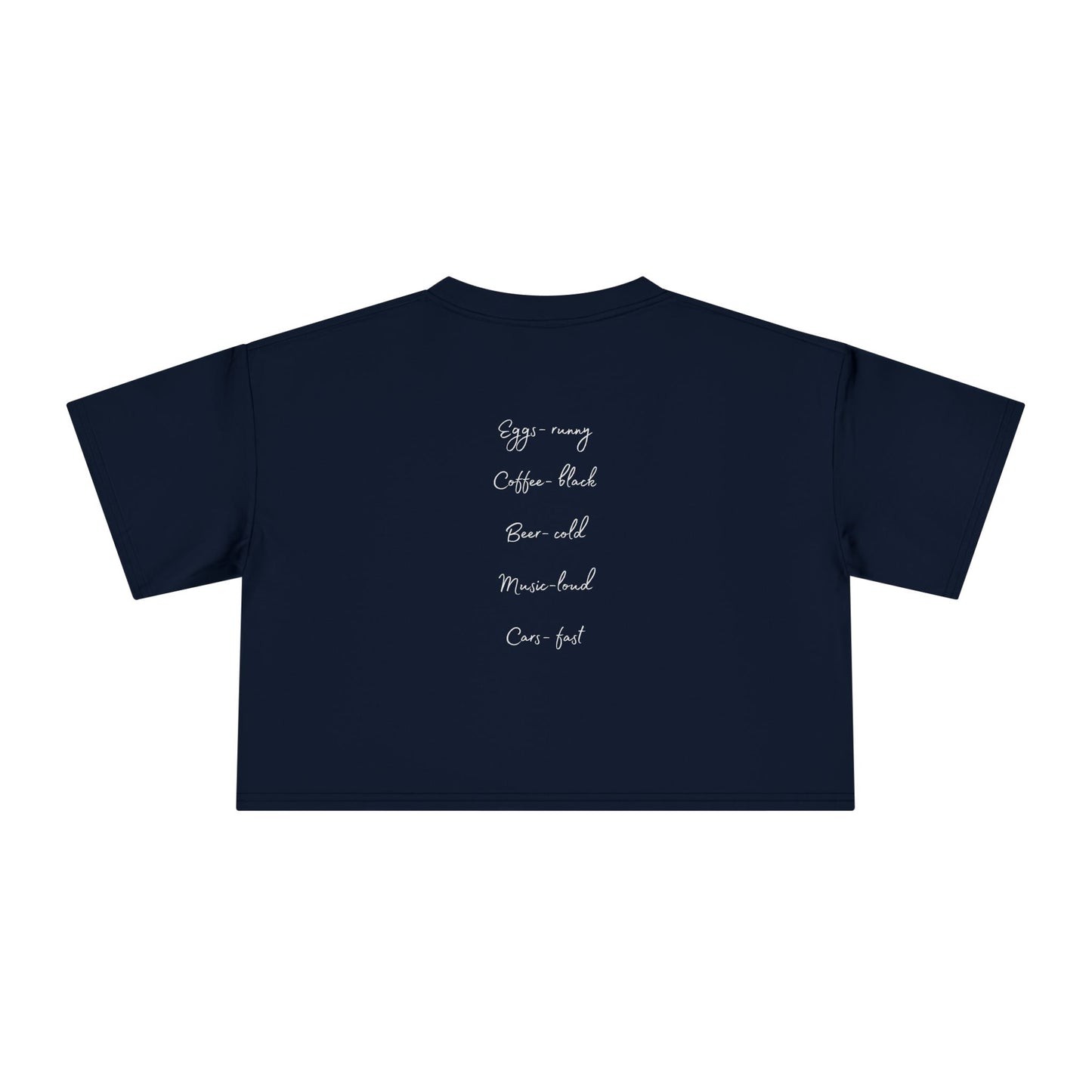 Dom's List White Script Crop Tee