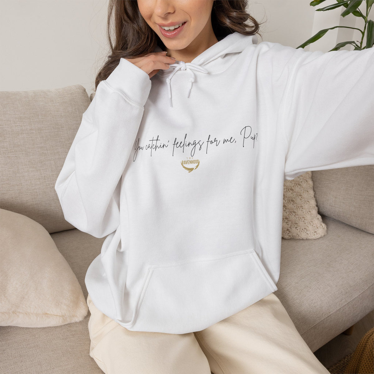 Officially Licensed Catching Feelings Black Script Hoodie