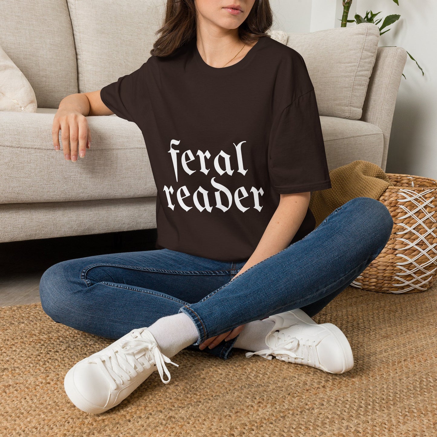 Feral Reader (white script) T-Shirt