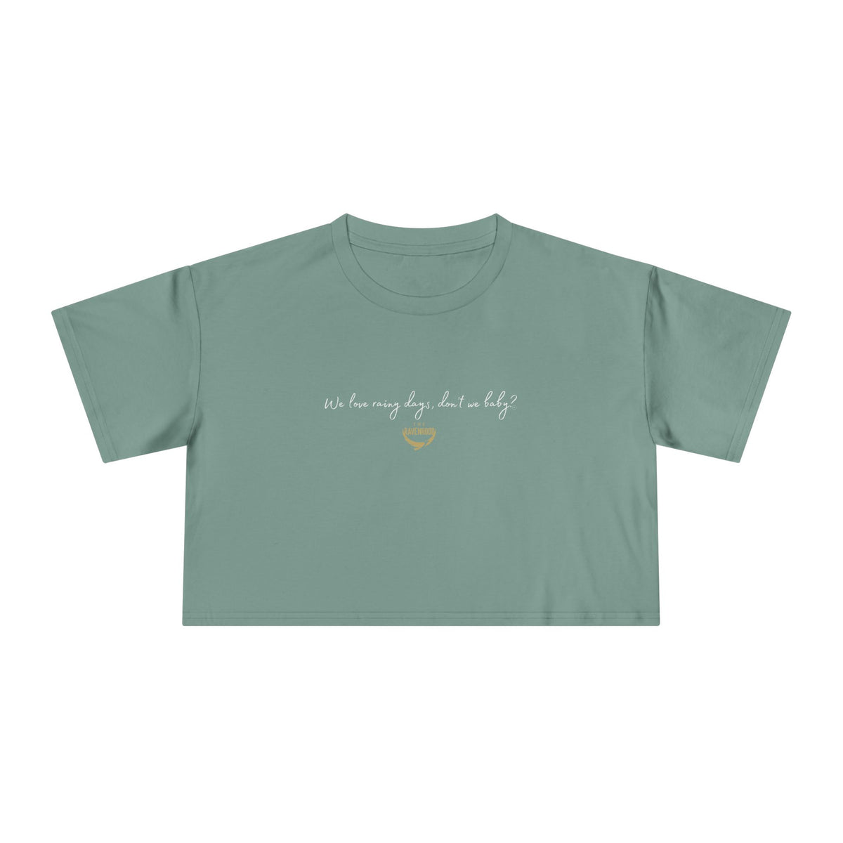 Officially Licensed Rainy Days White Script Crop Tee