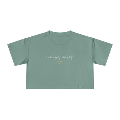 Officially Licensed Rainy Days White Script Crop Tee