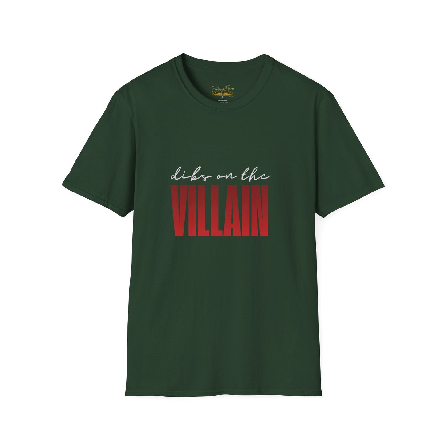 Dibs on the Villain (white script) Cotton T-Shirt