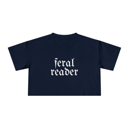 Feral Reader (white script) Crop Tee