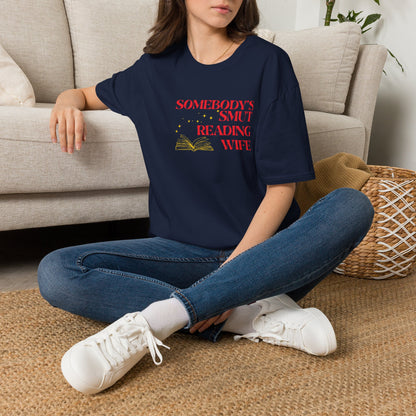 Somebody's Smut Reading Wife Cotton (red script) T-Shirt