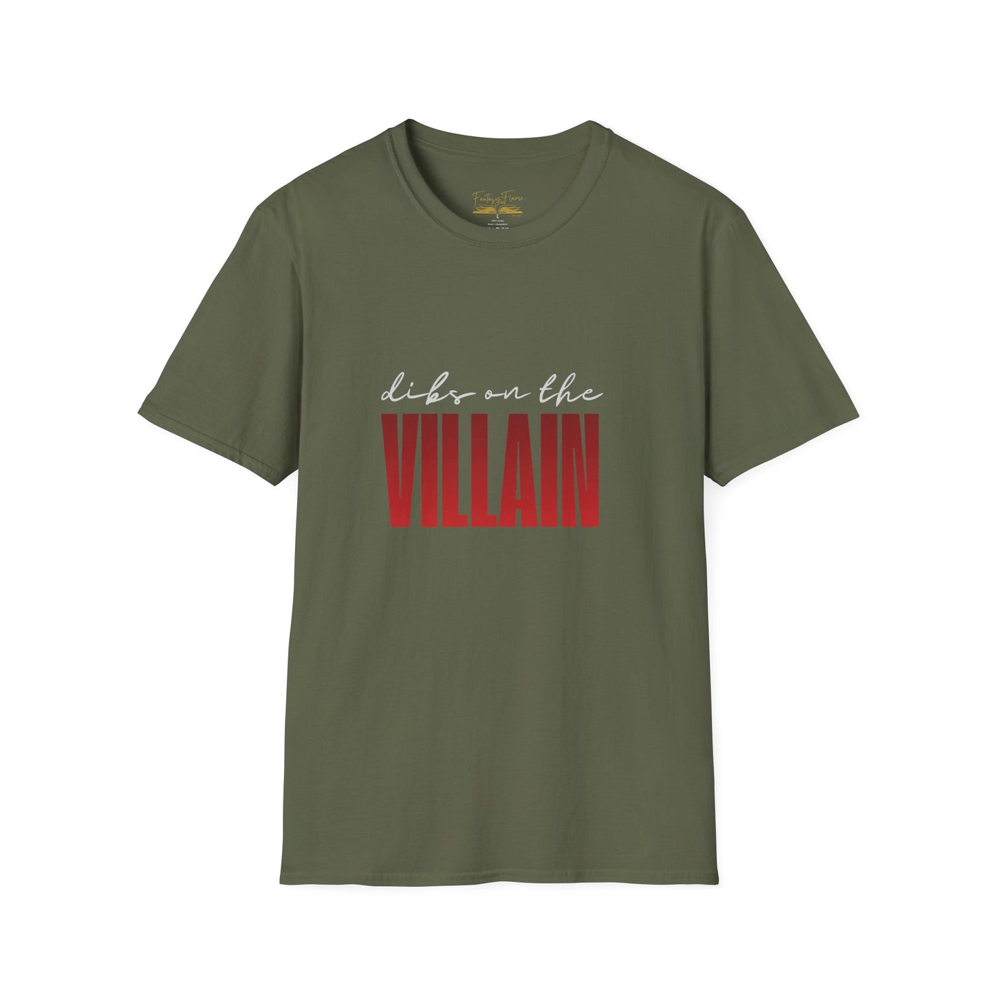 Dibs on the Villain (white script) Cotton T-Shirt
