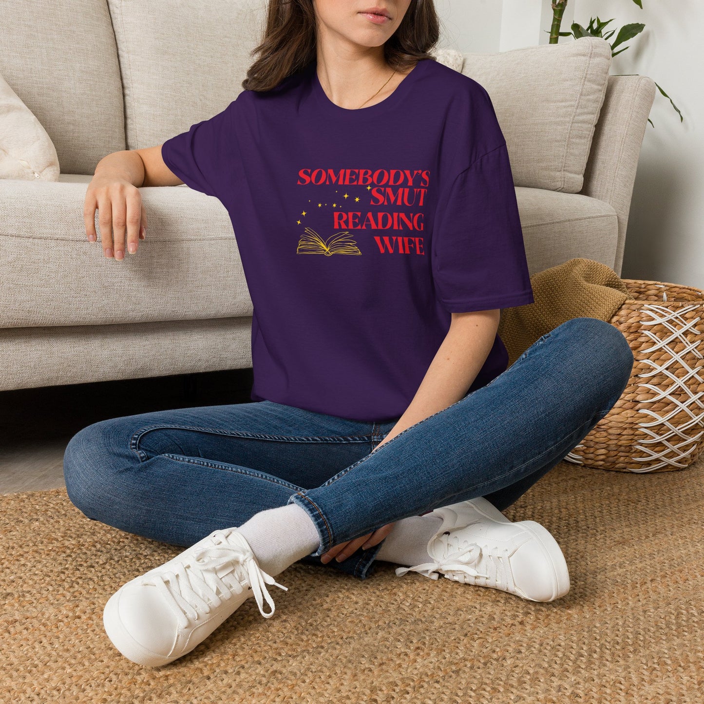 Somebody's Smut Reading Wife Cotton (red script) T-Shirt