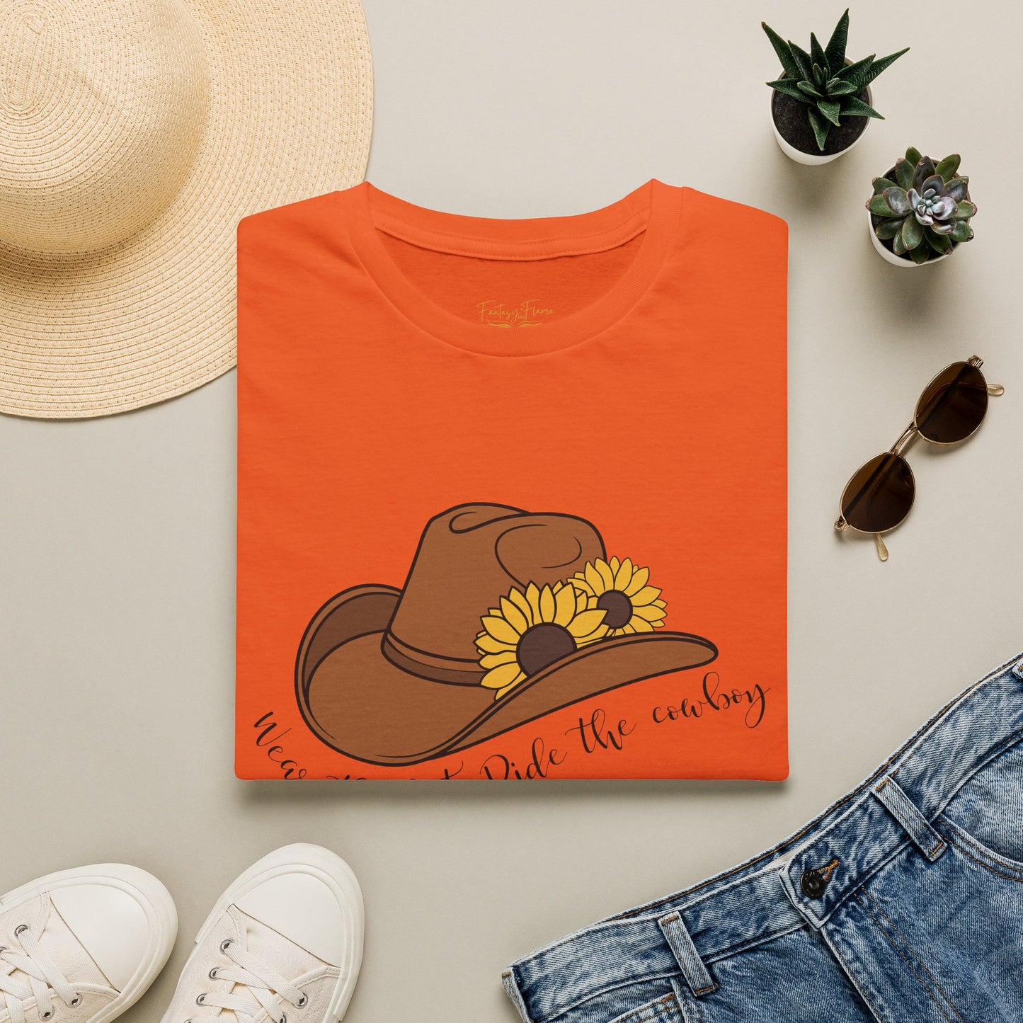 Ride The Cowboy (black script) cotton T-shirt