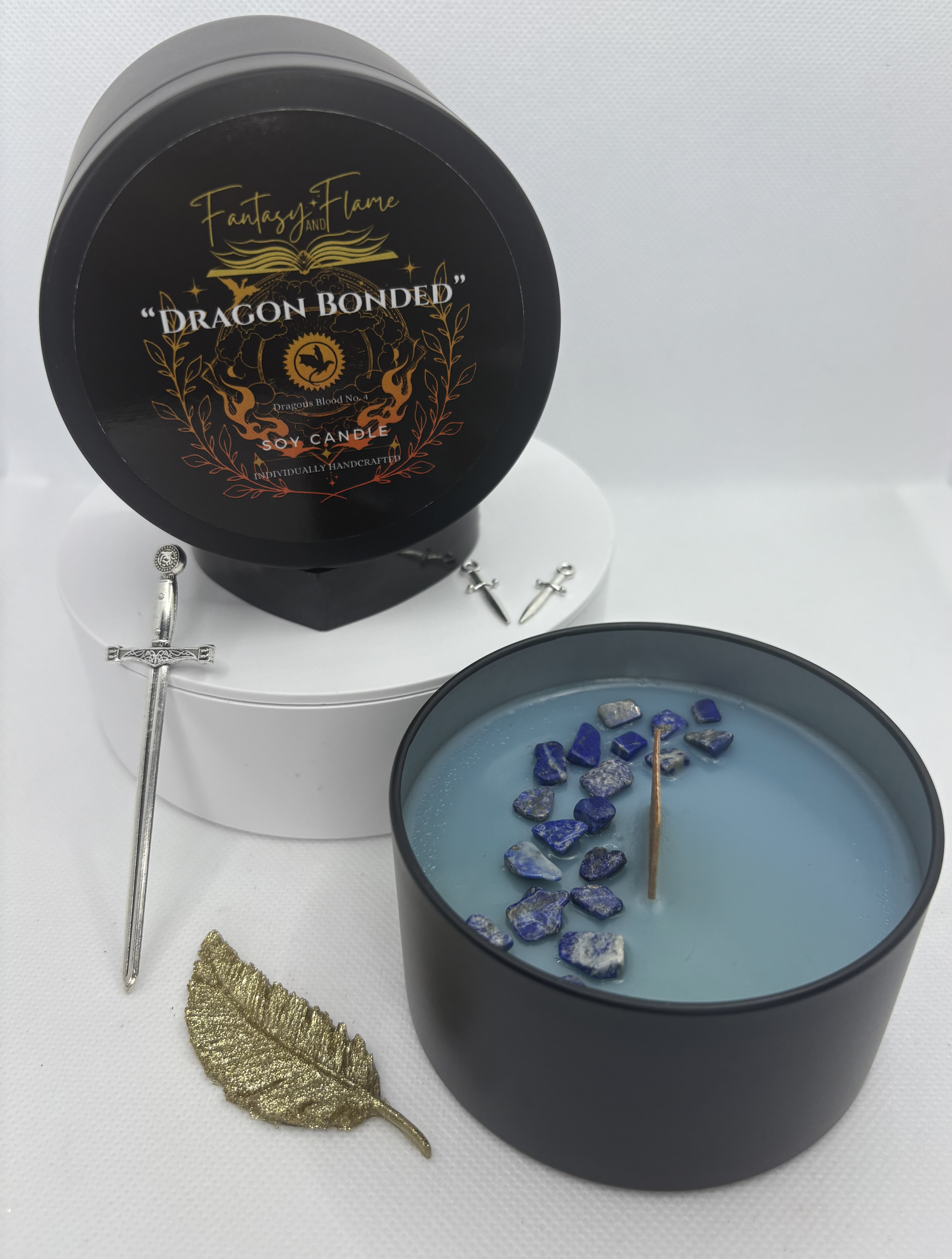 Blue Dragon Bonded candle